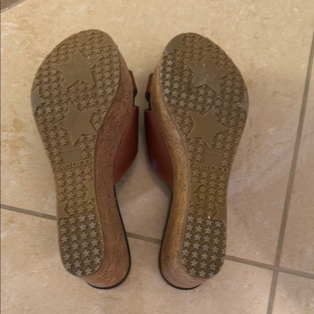Jimmy Choo Brown and Gold Mules - Picture 4 of 8